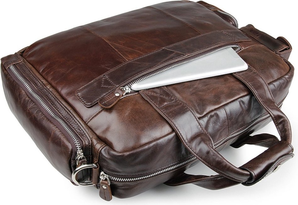 Шкіряна чоловіча ділова сумка з кріпленням на ручку валізи VINTAGE STYLE (14370)