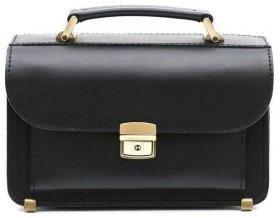 Чорная мужская кожаная барсетка ручной работы Старинная Италия (10501)