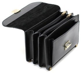 Чорная мужская кожаная барсетка ручной работы Старинная Италия (10501)