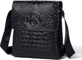 Наплічна чоловіча сумка планшет зі шкіри з фактурою під крокодила VINTAGE STYLE (14715)