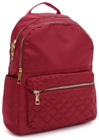 Великий жіночий рюкзак із текстилю червоного кольору на дві блискавки Monsen 71827