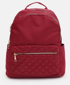 Великий жіночий рюкзак із текстилю червоного кольору на дві блискавки Monsen 71827