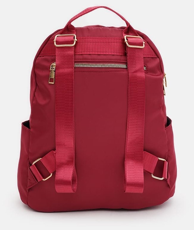 Большой женский рюкзак из текстиля красного цвета на две молнии Monsen 71827