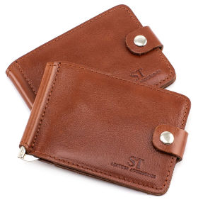 Компактный рыжий зажим для денег ST Leather (16872)