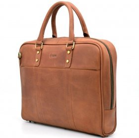 Мужская сумка под ноутбук до 16 дюймов из натуральной кожи рыжего цвета TARWA (19865)