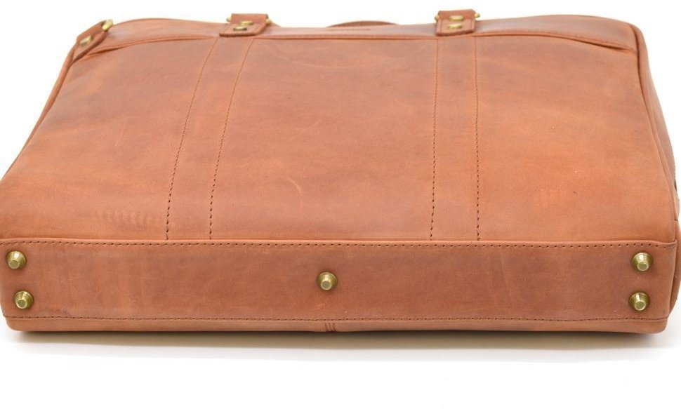 Мужская сумка под ноутбук до 16 дюймов из натуральной кожи рыжего цвета TARWA (19865)