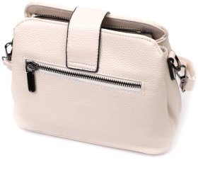 Стильная женская сумка из натуральной кожи с эффектом стеганки Vintage 22414 Белая