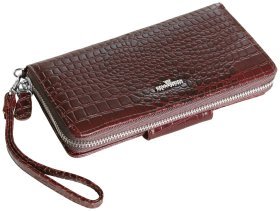 Мужской клатч коричневого цвета из кожи кроко Vip Collection 102627