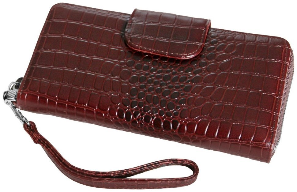 Мужской клатч коричневого цвета из кожи кроко Vip Collection 102627 modnotak фото №2