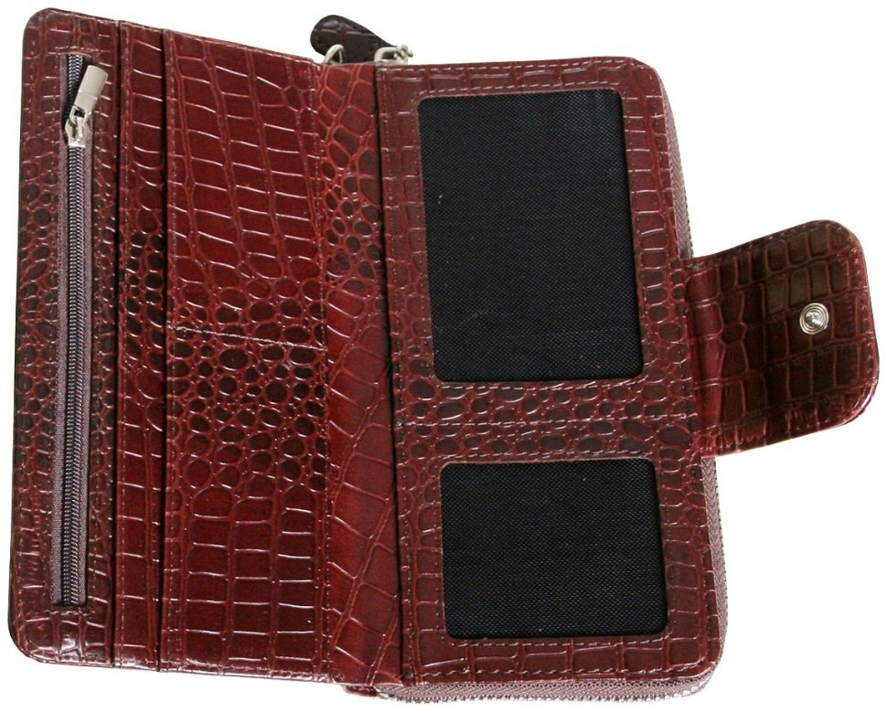 Мужской клатч коричневого цвета из кожи кроко Vip Collection 102627 modnotak фото №3