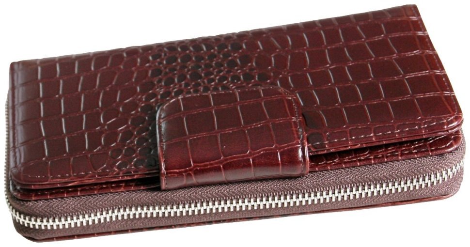 Мужской клатч коричневого цвета из кожи кроко Vip Collection 102627 modnotak фото №4