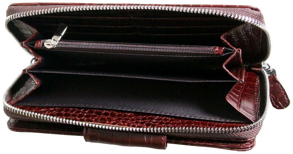 Мужской клатч коричневого цвета из кожи кроко Vip Collection 102627 modnotak фото №5
