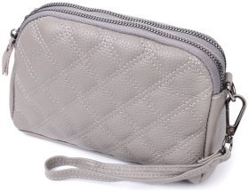 Жіноча сумка зі шкіри з ромбоподібною прошивкою Vintage 22810 Сірий