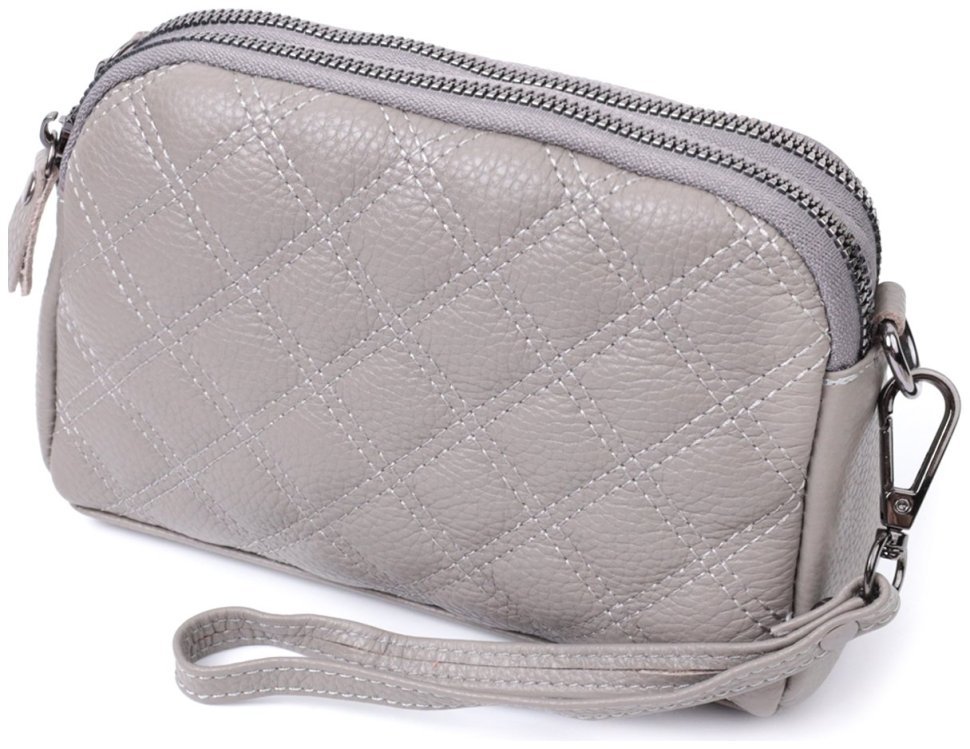 Женская сумка из кожи с ромбовидной прошивкой Vintage 22810 Серый фото №1 Женская сумка из кожи с ромбовидной прошивкой Vintage 22810 Серый modnotak фото №1