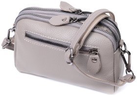 Жіноча сумка зі шкіри з ромбоподібною прошивкою Vintage 22810 Сірий