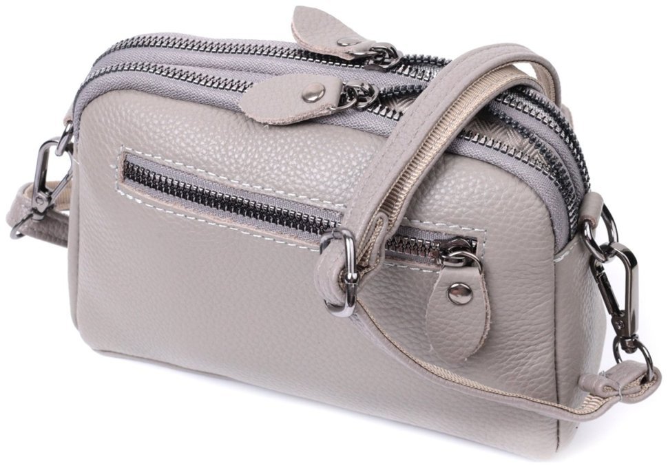 Женская сумка из кожи с ромбовидной прошивкой Vintage 22810 Серый фото №2 Женская сумка из кожи с ромбовидной прошивкой Vintage 22810 Серый modnotak фото №2