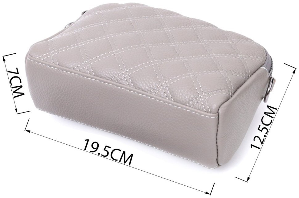 Женская сумка из кожи с ромбовидной прошивкой Vintage 22810 Серый фото №3 Женская сумка из кожи с ромбовидной прошивкой Vintage 22810 Серый modnotak фото №3