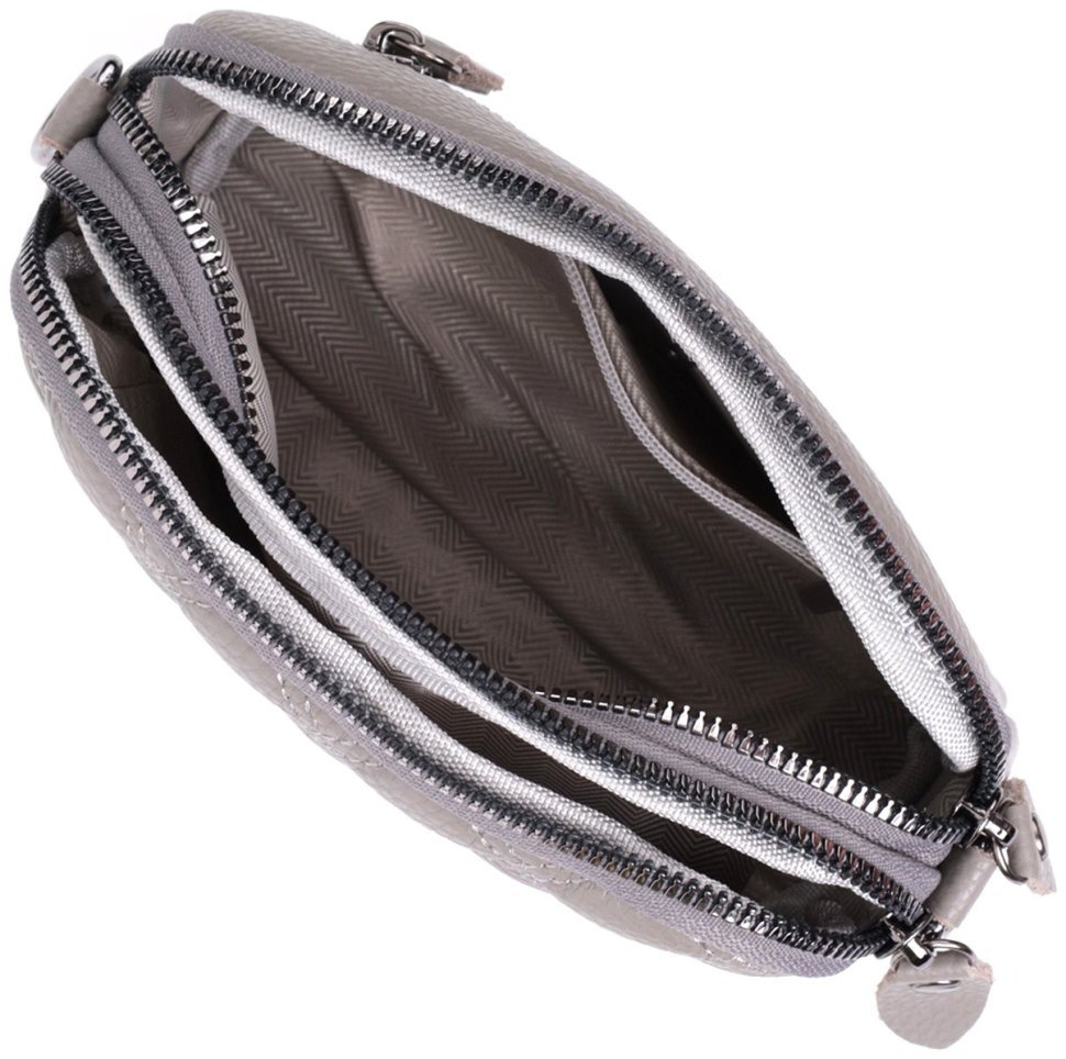 Женская сумка из кожи с ромбовидной прошивкой Vintage 22810 Серый фото №7 Женская сумка из кожи с ромбовидной прошивкой Vintage 22810 Серый modnotak фото №7