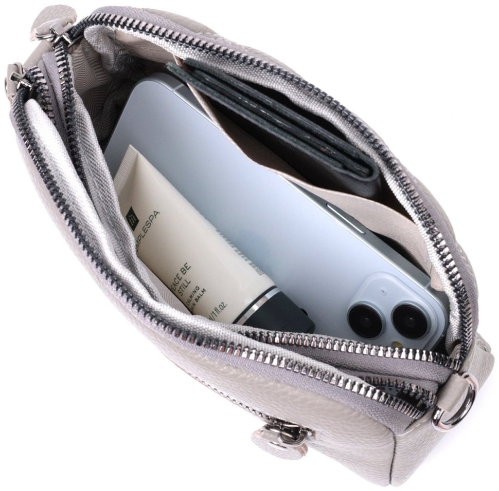 Женская сумка из кожи с ромбовидной прошивкой Vintage 22810 Серый фото №8 Женская сумка из кожи с ромбовидной прошивкой Vintage 22810 Серый modnotak фото №8