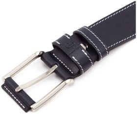 Брючный ремень синего цвета из прочной кожи Grande Pelle (43234)