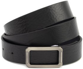Шкіряний ремінь з італійської шкіри з типом пряжки гвоздик Gherardini 35314 чорний