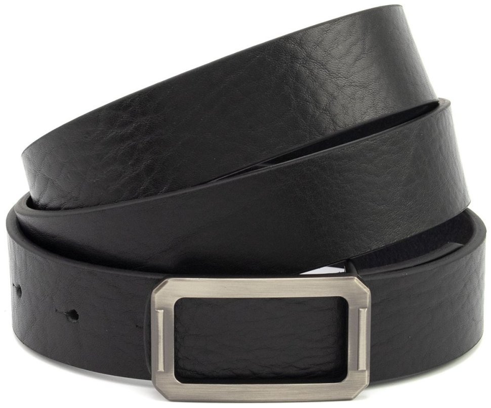 Кожаный ремень из итальянской кожи с типом пряжки гвоздик Gherardini 35314 черный modnotak фото №1