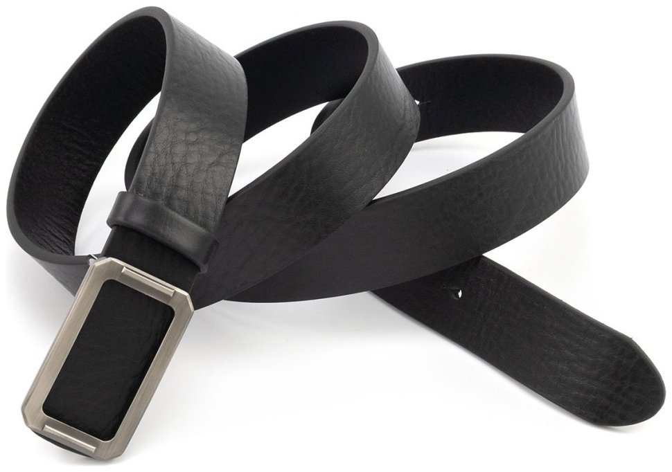 Кожаный ремень из итальянской кожи с типом пряжки гвоздик Gherardini 35314 черный modnotak фото №5