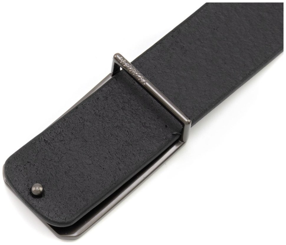 Кожаный ремень из итальянской кожи с типом пряжки гвоздик Gherardini 35314 черный modnotak фото №3