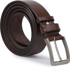 Коричневый мужской ремень батал под брюки из натуральной кожи гладкого типа Vintage (2420720)