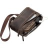 Горизонтальная мужская сумка на плечо из коричневой винтажной кожи SHVIGEL (11094) - 3