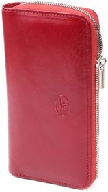 Женский кошелек на молнии из гладкой натуральной итальянской кожи Tony Perotti 103327 красного цвета