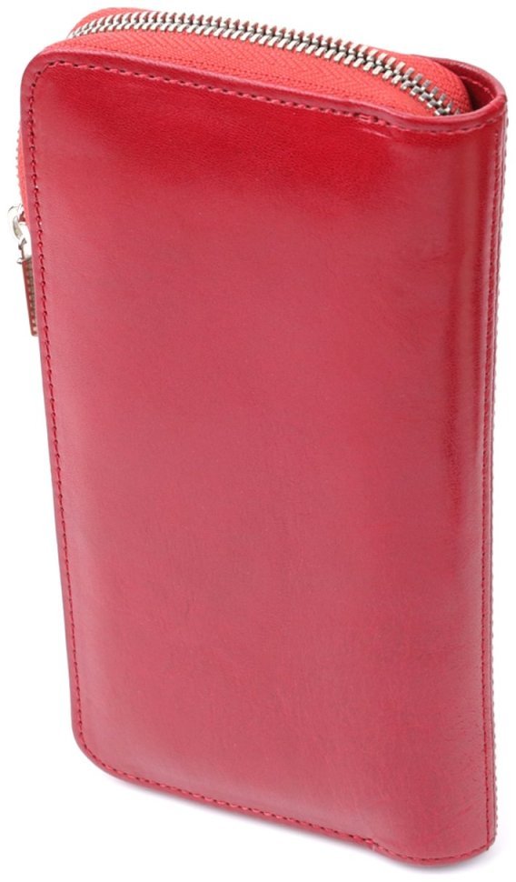 Женский кошелек на молнии из гладкой натуральной итальянской кожи Tony Perotti 103327 красного цвета modnotak фото №2