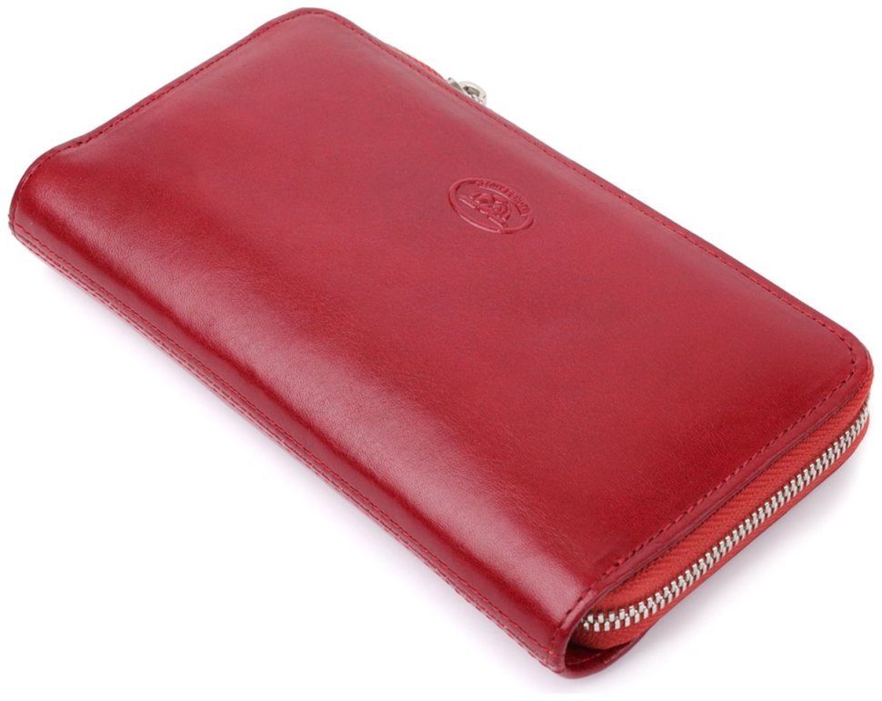 Женский кошелек на молнии из гладкой натуральной итальянской кожи Tony Perotti 103327 красного цвета modnotak фото №6