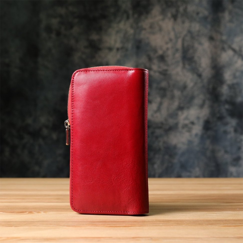 Женский кошелек на молнии из гладкой натуральной итальянской кожи Tony Perotti 103327 красного цвета modnotak фото №10