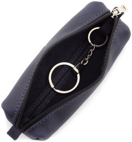 Синяя ключница из натуральной кожи на молниевой застежке Grande Pelle (13273)