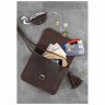 Кожаная наплечная бохо-сумка коричневого цвета BlankNote Лилу (12623) - 6