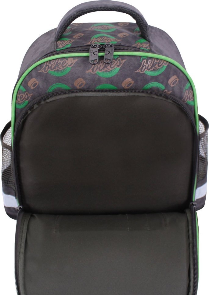 Школьный текстильный рюкзак для мальчиков в цвете хаки с принтом Bagland (53427)