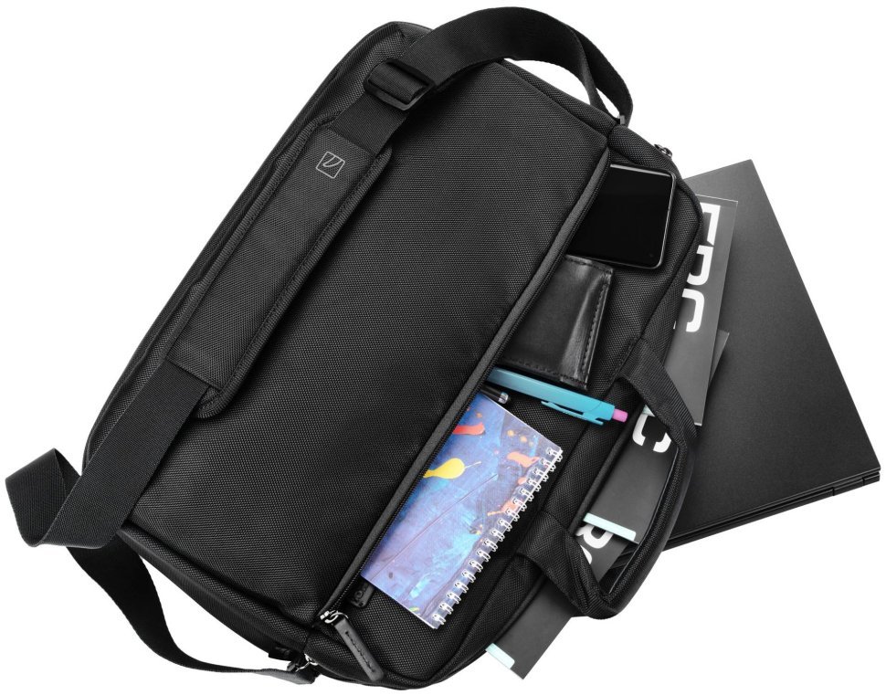 Деловая сумка из текстиля черного цвета для ноутбука до 15" Tucano Free&Busy Double 103527 modnotak фото №10