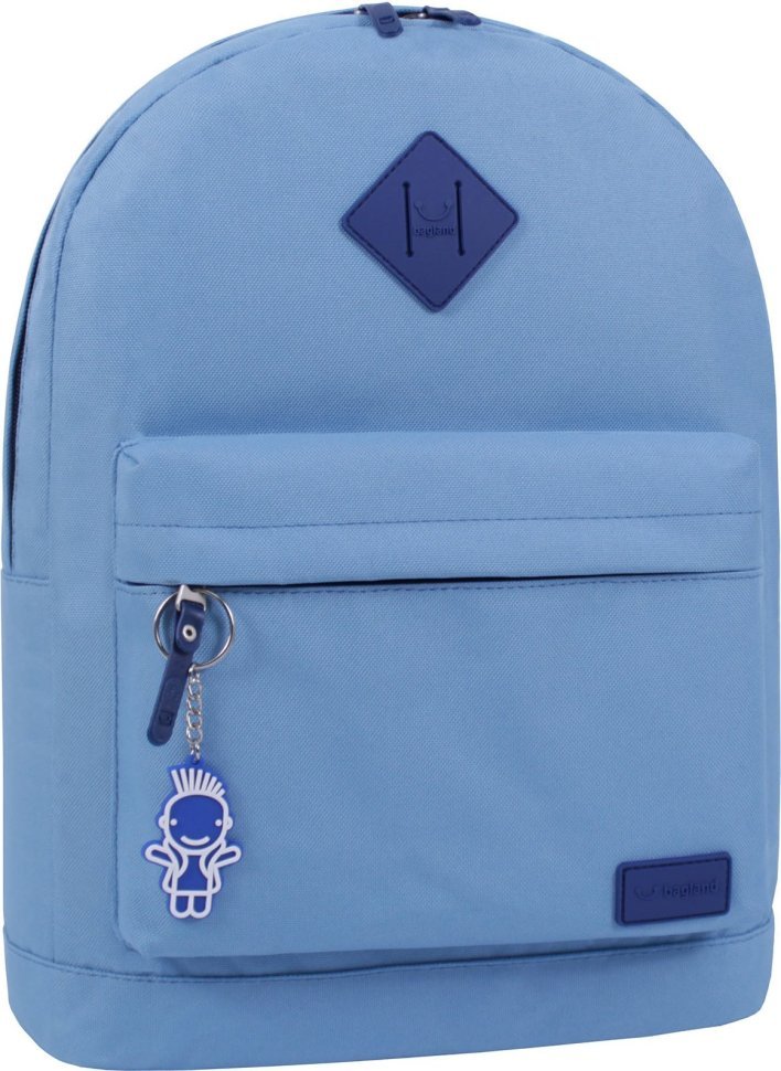 Большой текстильный рюкзак голубого цвета на молнии Bagland (53727)