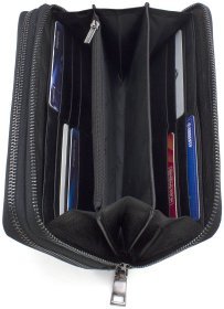 Чорний шкіряний чоловічий клатч на два відділення ST Leather 73827