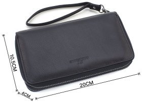 Чорний шкіряний чоловічий клатч на два відділення ST Leather 73827