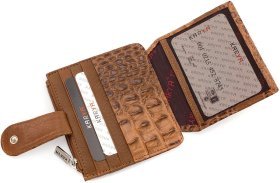 Светло-коричневый тонкий картхолдер из натуральной кожи под крокодила KARYA (19050)