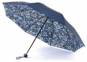 Зонт женский Fulton L929 Mini Invertor-2 China Rose (механика, UPF 50+, синего цвета с принтом китайской розы) 94127