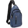 Синяя текстильная мужская сумка-слинг среднего размера Vintage (20510) - 1