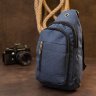 Синя текстильна чоловіча сумка-слінг середнього розміру Vintage (20510) - 6