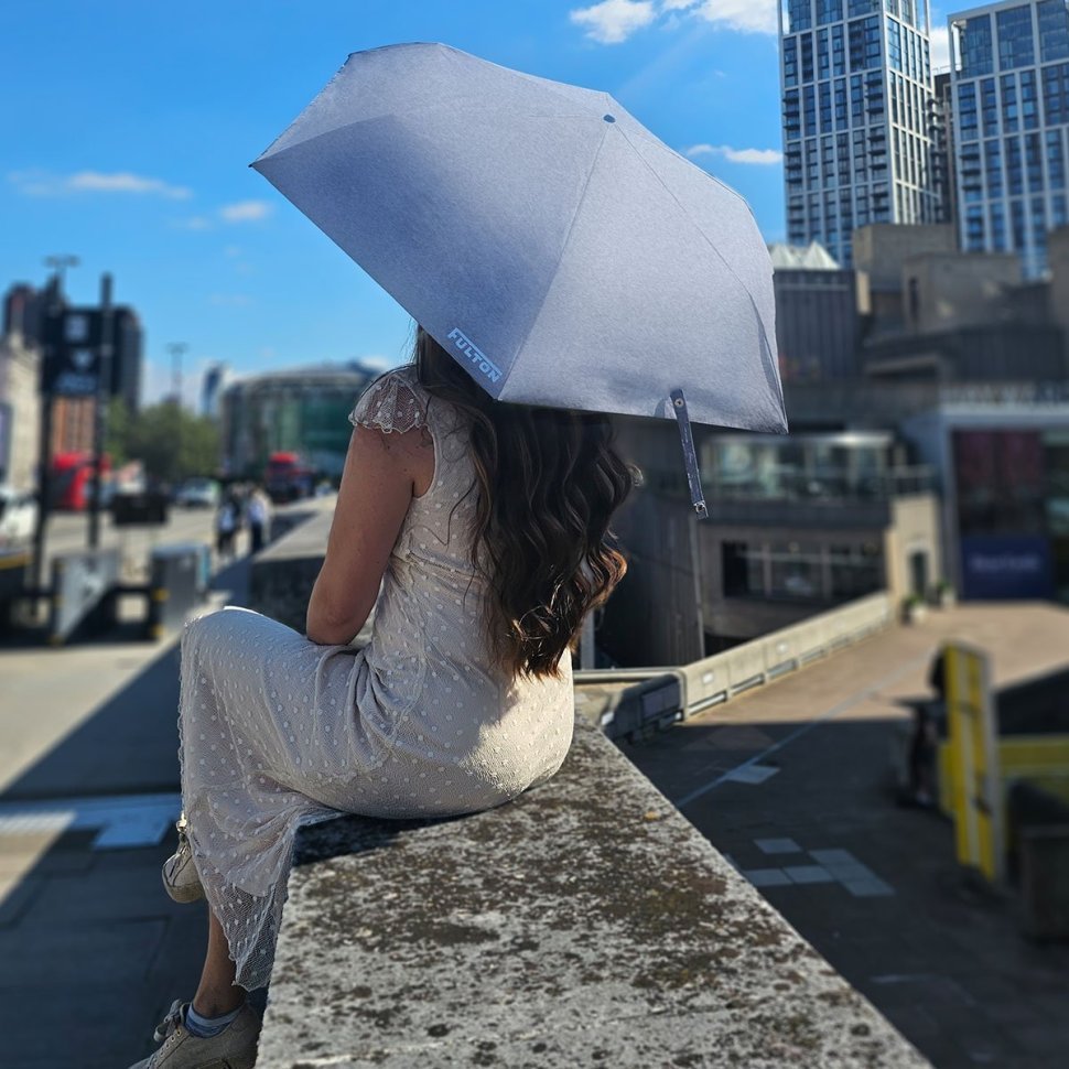 Зонт женский Fulton L924-040065 Parasoleil-2 UV Blue Chambray (Однотонный синий) 94327 modnotak фото №3