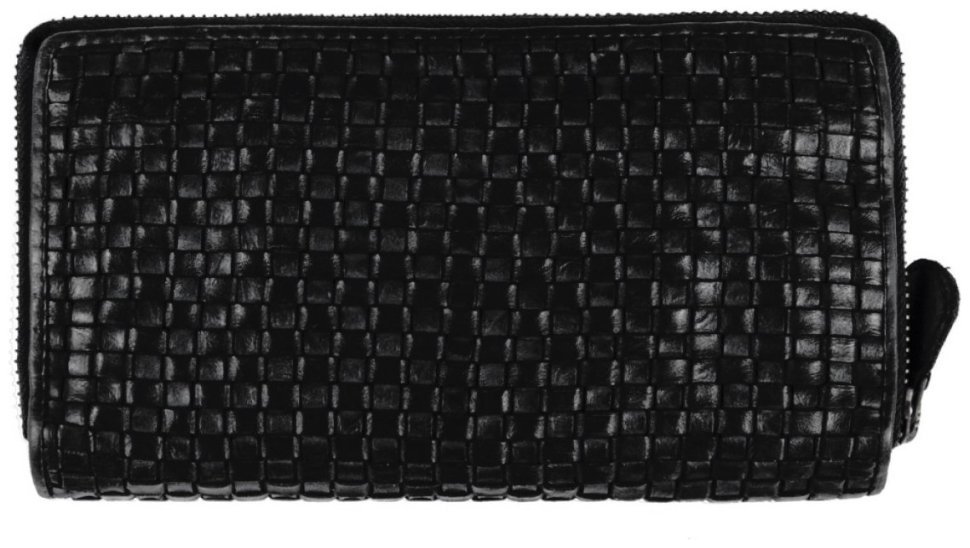Великий жіночий гаманець із плетеної натуральної шкіри з відділенням на блискавці Ashwood D84 94427 (Чорного кольору) фото №2 Великий жіночий гаманець із плетеної натуральної шкіри з відділенням на блискавці Ashwood D84 94427 (Чорного кольору) modnotak фото №2