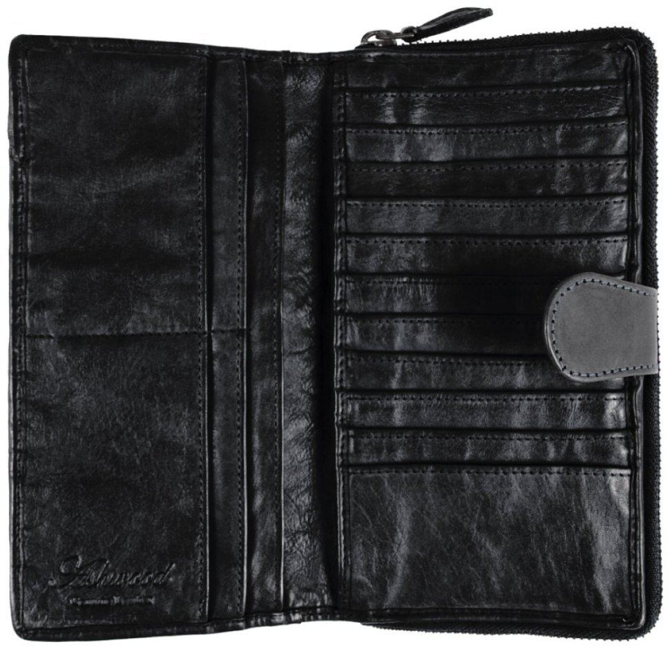 Великий жіночий гаманець із плетеної натуральної шкіри з відділенням на блискавці Ashwood D84 94427 (Чорного кольору) фото №3 Великий жіночий гаманець із плетеної натуральної шкіри з відділенням на блискавці Ashwood D84 94427 (Чорного кольору) modnotak фото №3