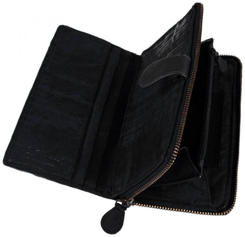 Великий жіночий гаманець із плетеної натуральної шкіри з відділенням на блискавці Ashwood D84 94427 (Чорного кольору) фото №4 Великий жіночий гаманець із плетеної натуральної шкіри з відділенням на блискавці Ashwood D84 94427 (Чорного кольору) modnotak фото №4