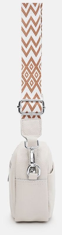 Повседневная кроссбоди сумка для женщин из натуральной кожи через плечо Borsa Leather 104527 белого цвета фото №4 Повседневная кроссбоди сумка для женщин из натуральной кожи через плечо Borsa Leather 104527 белого цвета modnotak фото №4